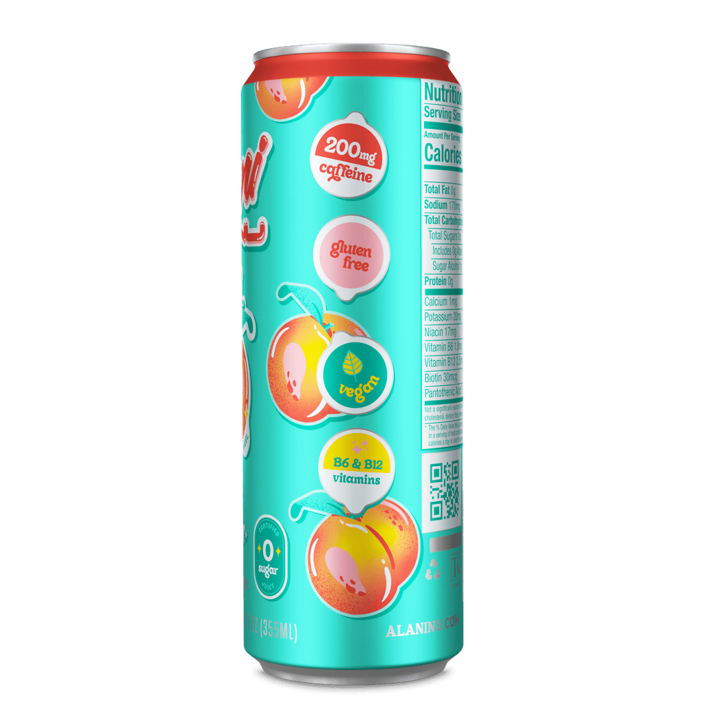 Sugar-Free Energy Drink, Juicy Peach, 12 fl oz-Pack Of 4