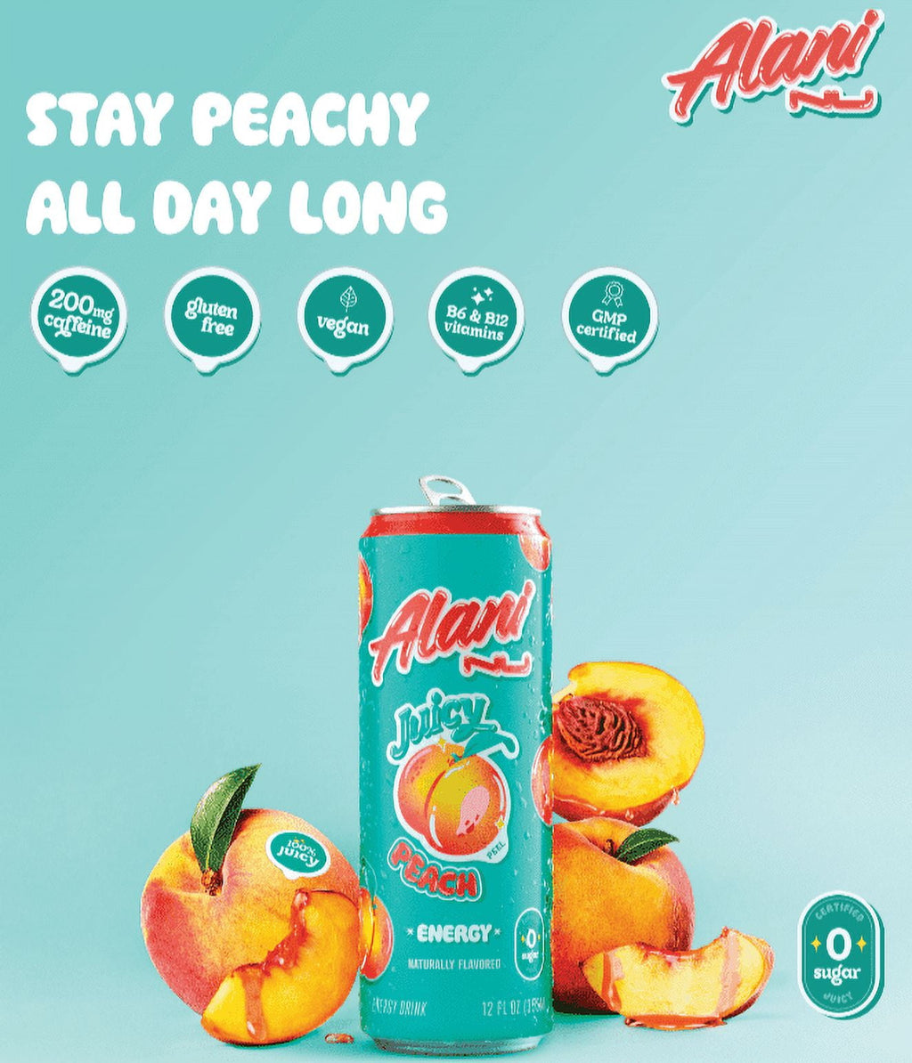 Energy Drink - Juicy Peach - 12oz Cans (6 Pack)