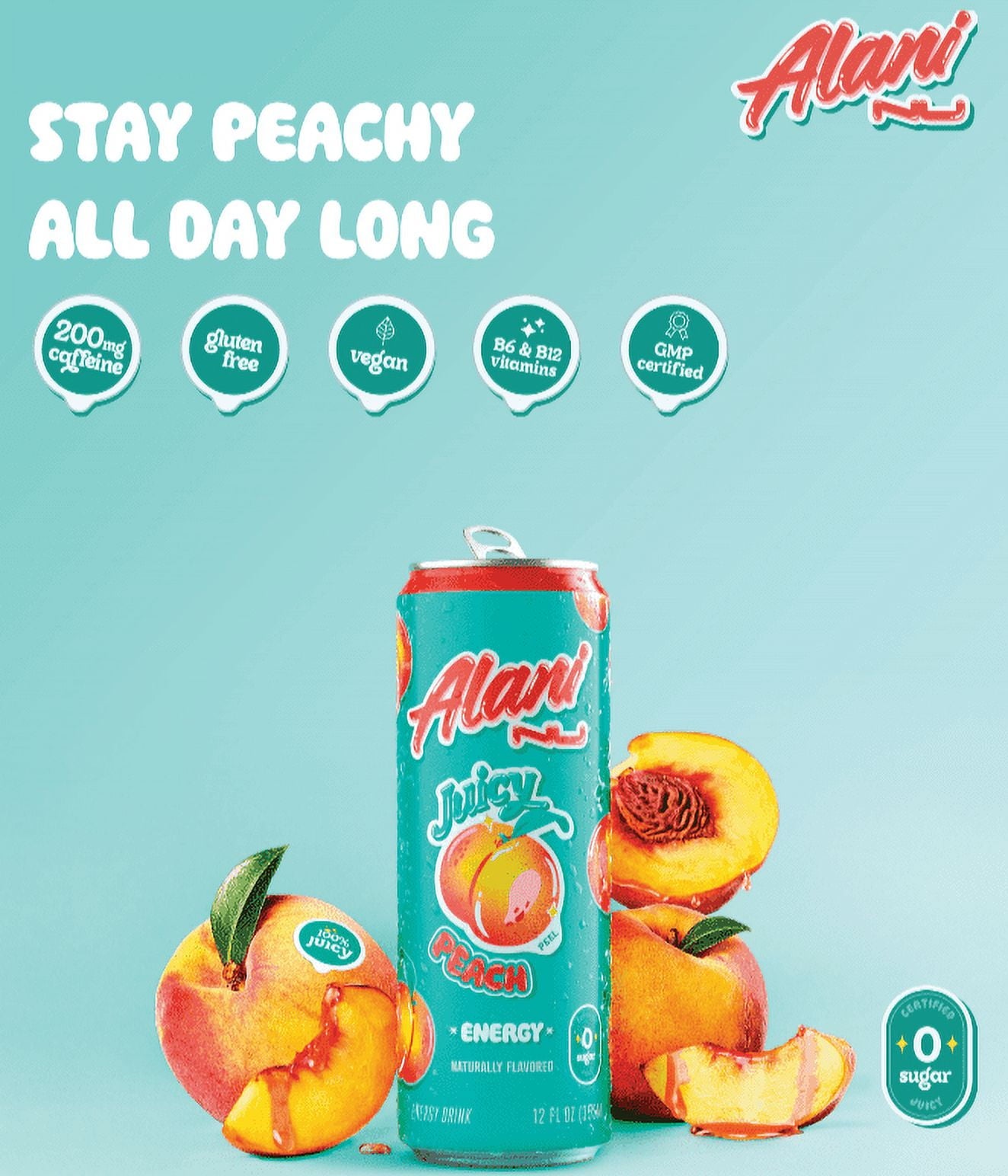 Energy Drink - Juicy Peach - 12oz Cans (6 Pack)