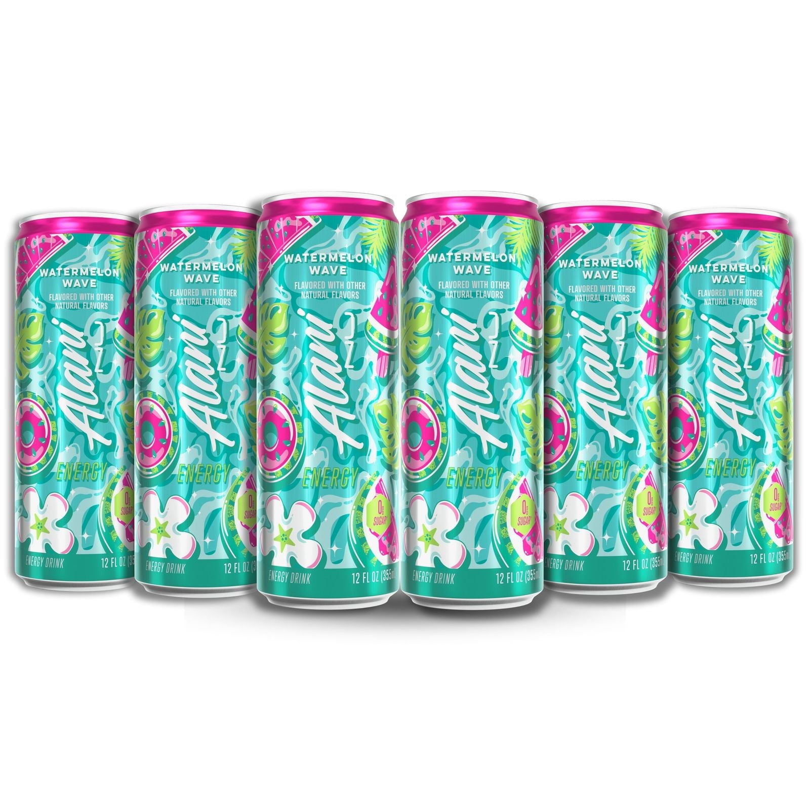 New  Nu Energy Drink Watermelon Wave 12 Fl oz (6 Pack)