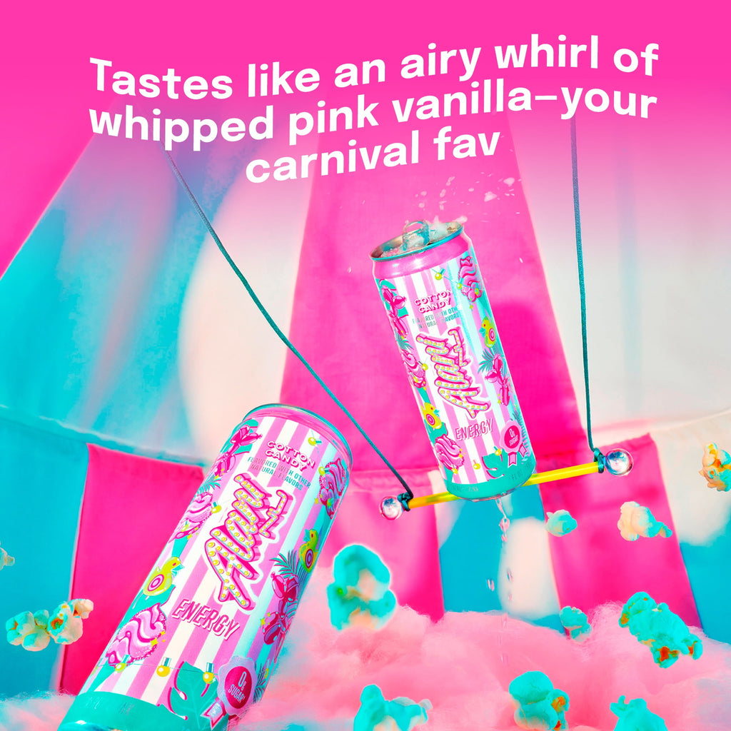Sugar Free Energy Drink,Cotton Candy, 12 fl oz, 12 Pack, Cans, 200mg Caffeine
