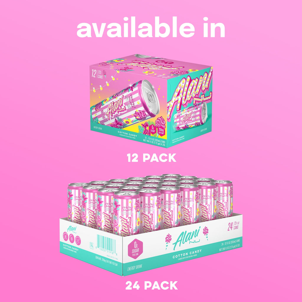 Sugar Free Energy Drink,Cotton Candy, 12 fl oz, 12 Pack, Cans, 200mg Caffeine