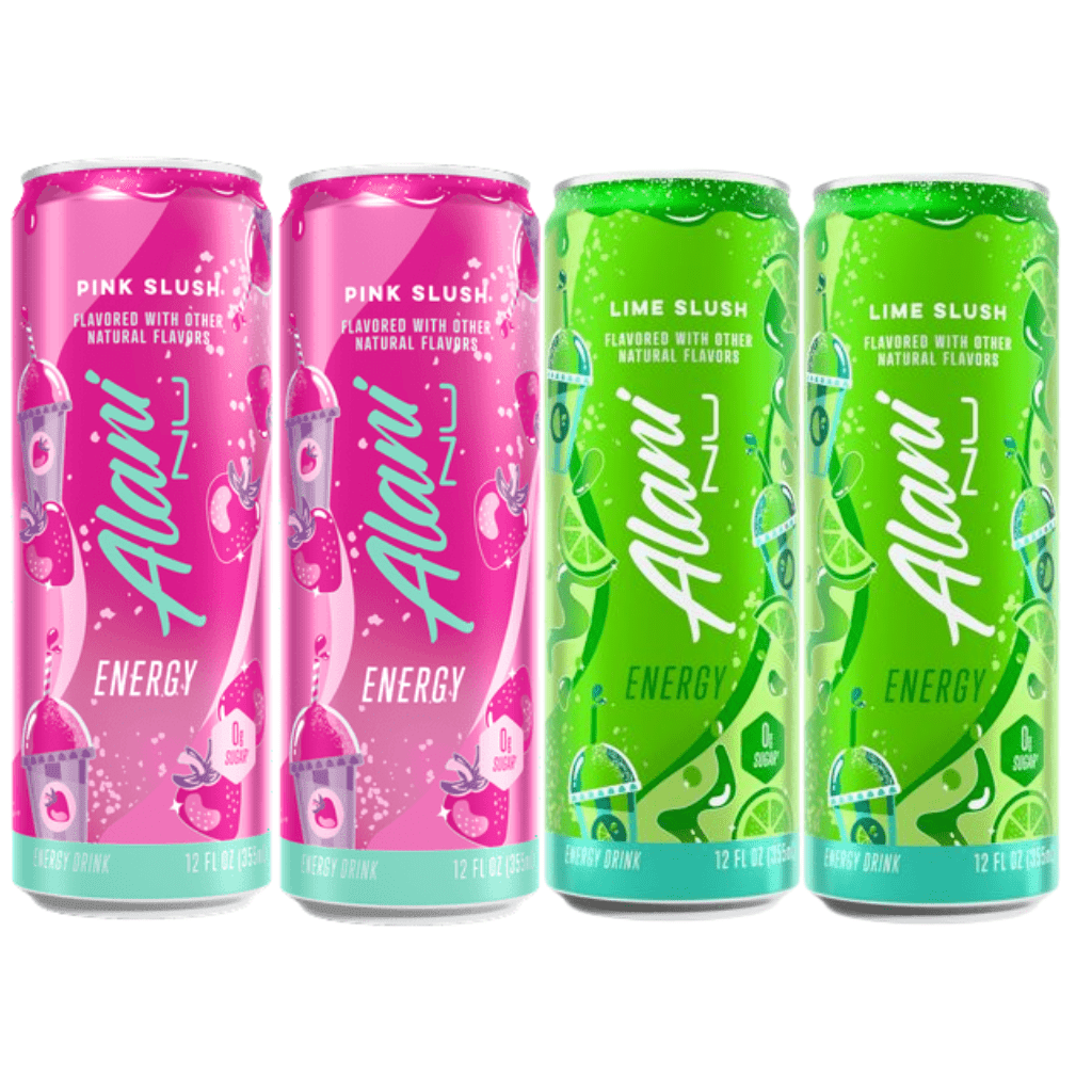 New  Energy Drinks (Limited Edition) Lime Slush, Pink Slush Variety Pack Sugar-Free, Low-Calorie, Energy Boost Drink 12 fl oz (Pack of 4) Repackaged By * PickAndGo*