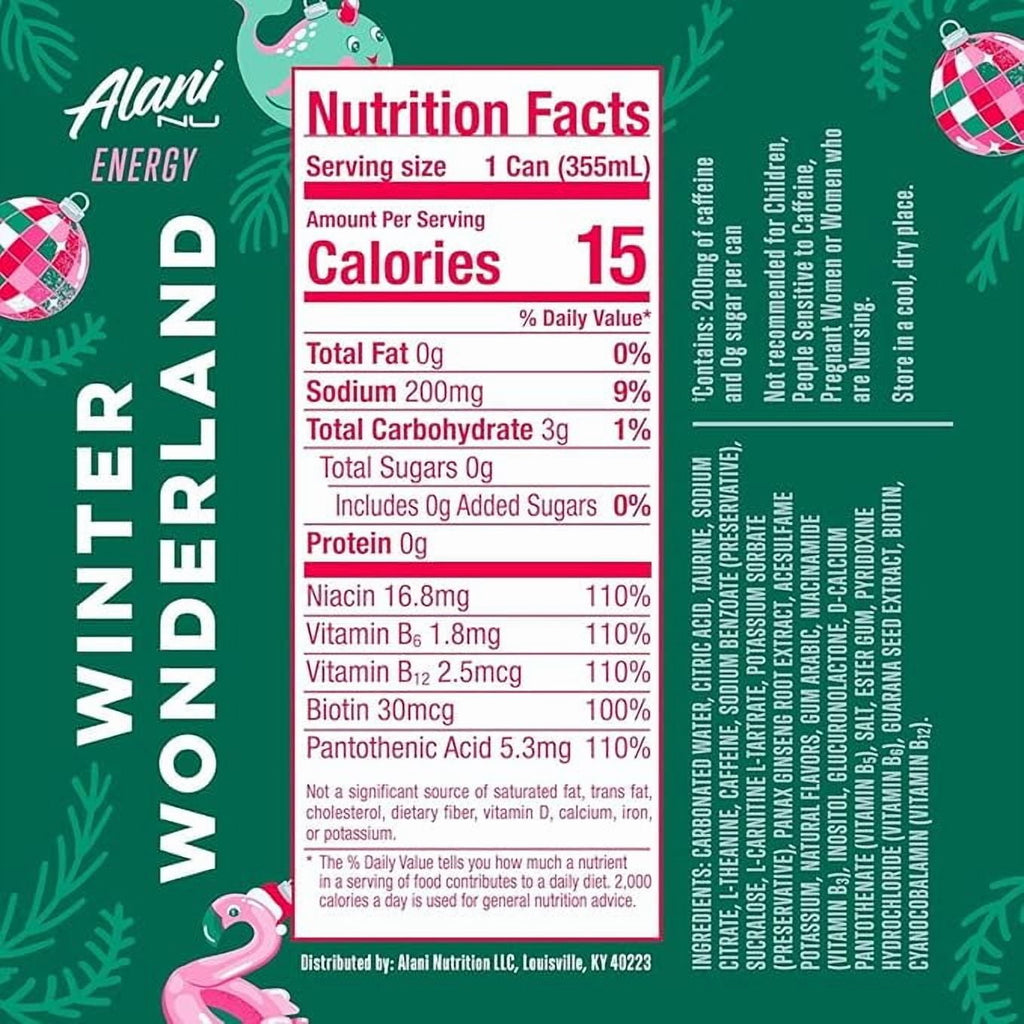 New  Sugar Free Energy Drinks Variety Pack, Winter Wonderland, Dream Float - Low Calorie,12 oz (6 Pack)