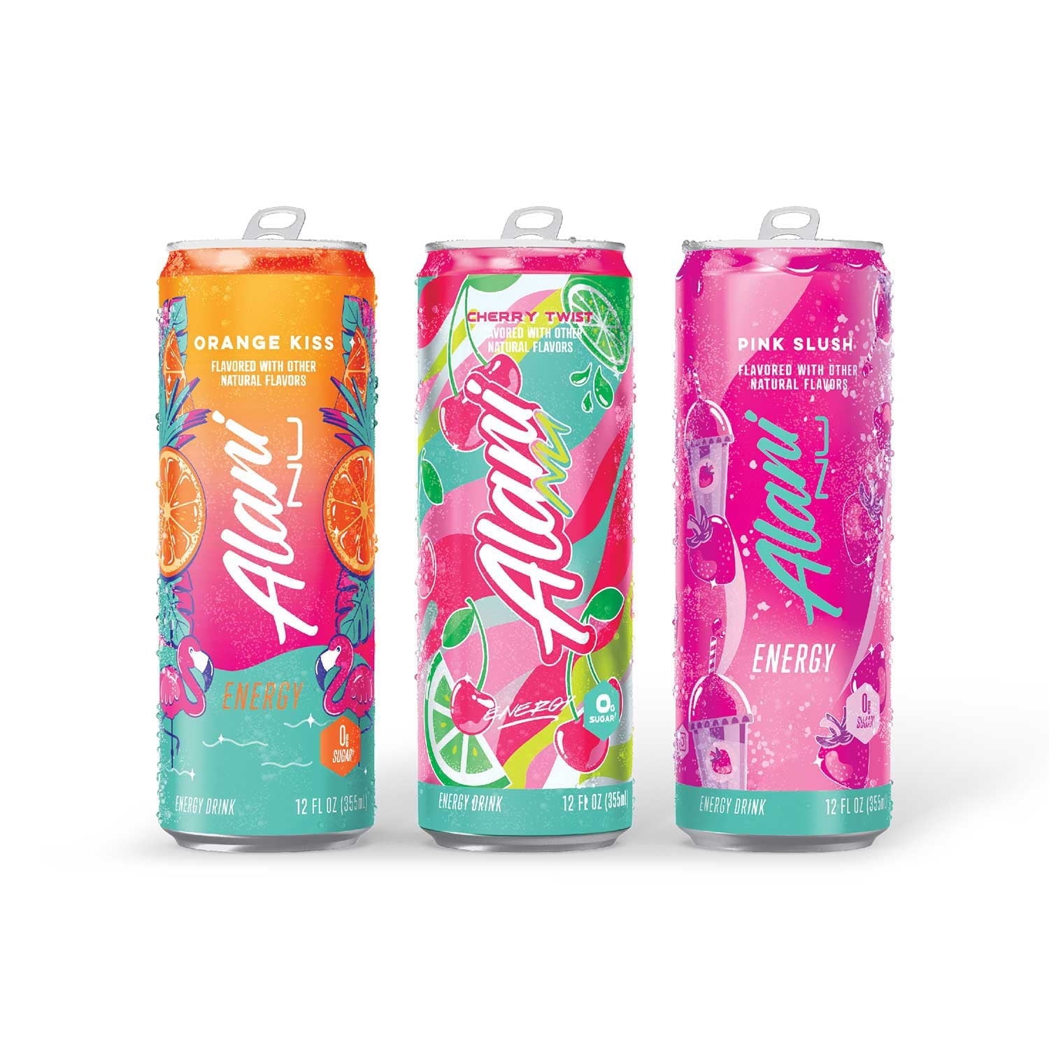 Energy Drink 12 oz (3‑Pack) – Cherry Twist, Pink Slush &amp; Orange Kiss