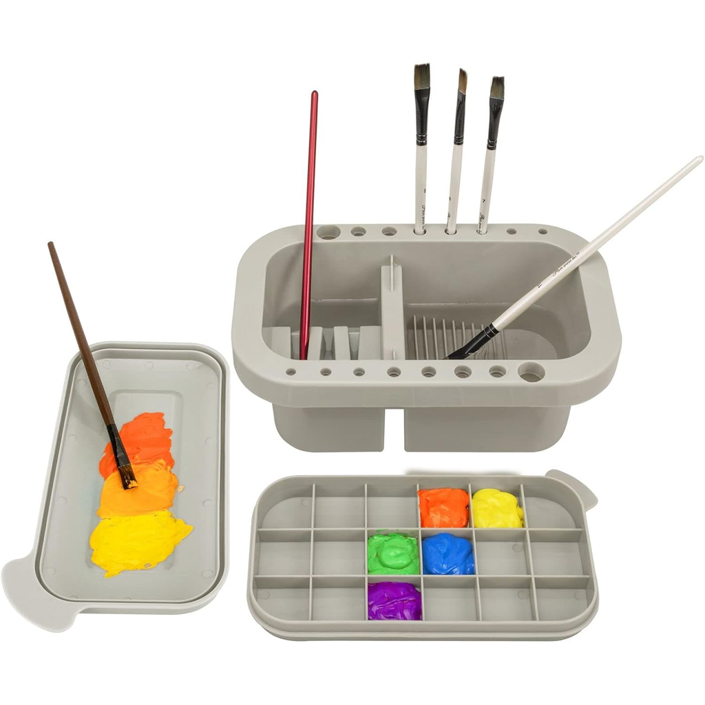 MyLifeUNIT Paint Brush Cleaner, Paint Brush Holder and Organizers with Palette for Acrylic, Watercolor, and Water-Bas...
