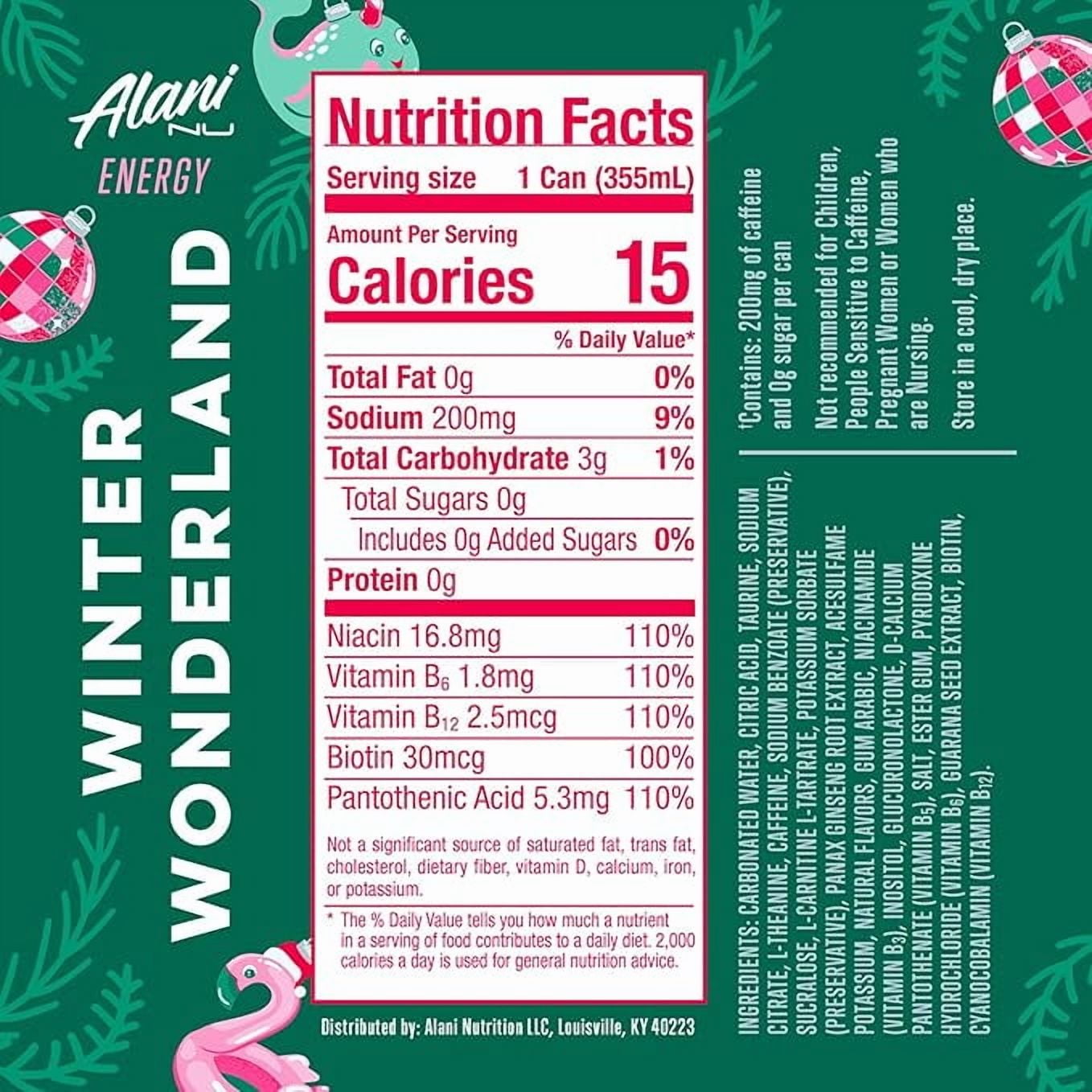 Energy Drink Winter Wonderland Sugar Free, Low Calorie, 12 Fl oz 6ct