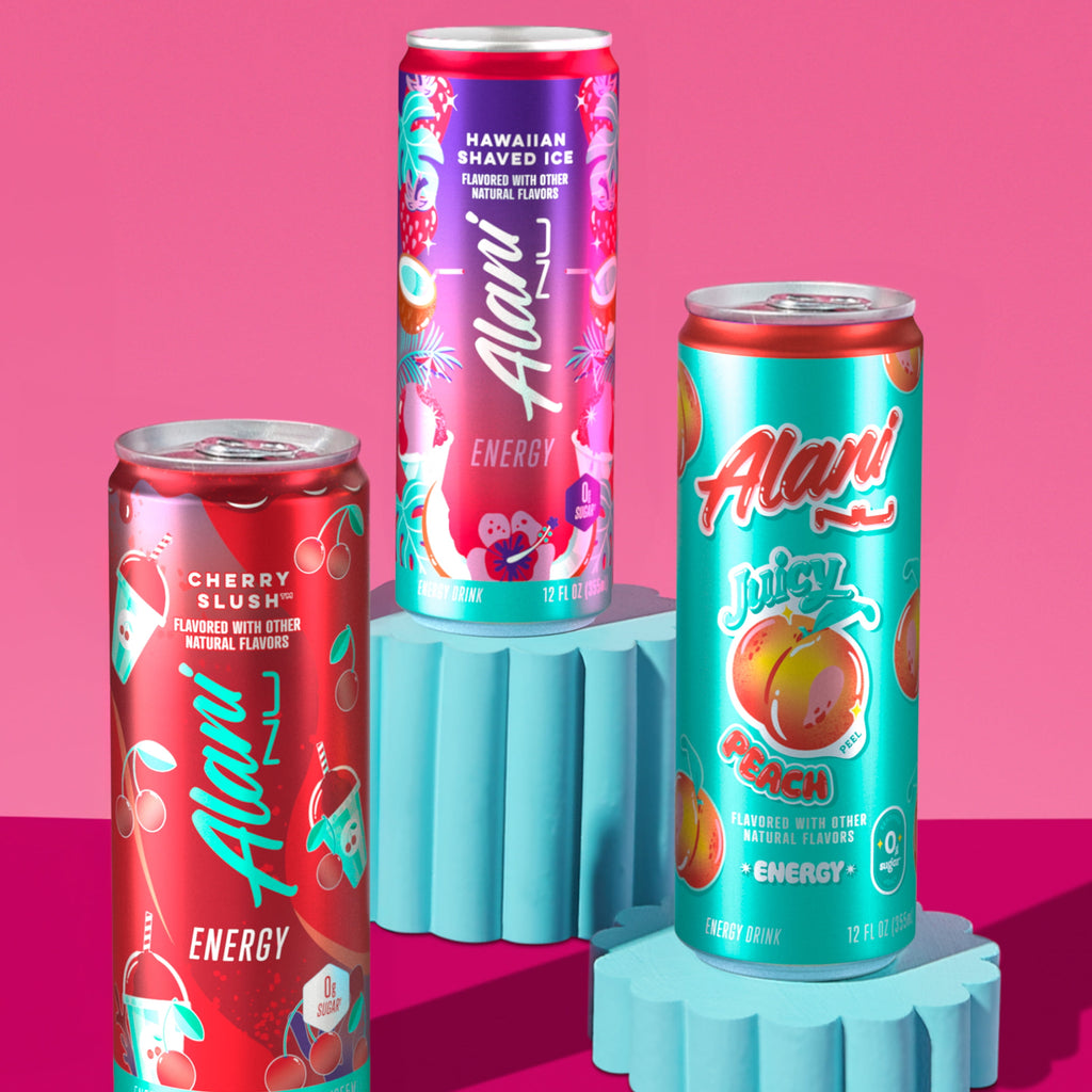 Sugar Free Energy Drink, Variety Pack, Cherry Slush, Juicy Peach, Hawaiian Shaved Ice, 12 fl oz, 12 Pack, Cans, 200mg Caffeine