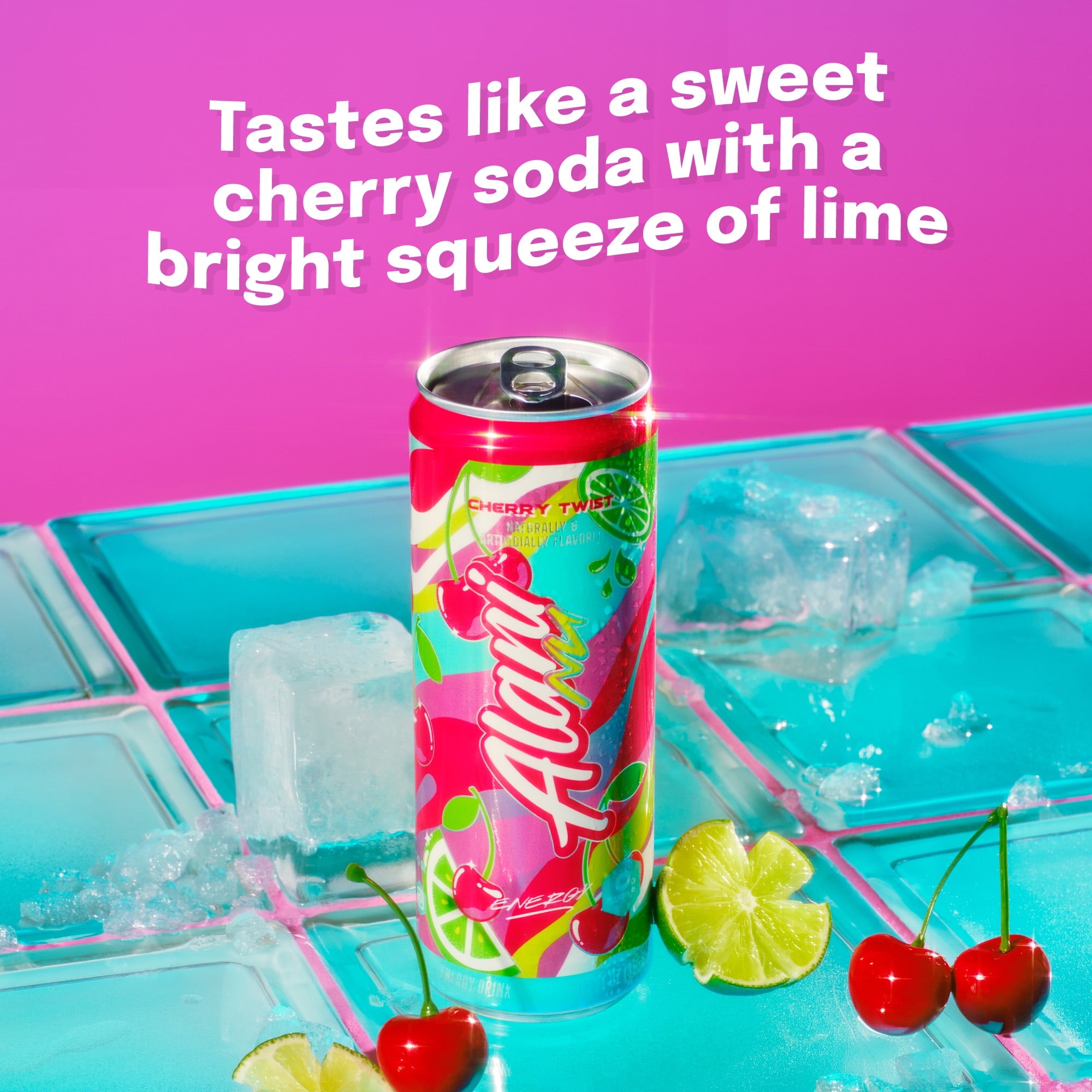 Sugar Free Energy Drink, Cherry Twist, 12 fl oz, 12 Pack, Cans, 200mg Caffeine