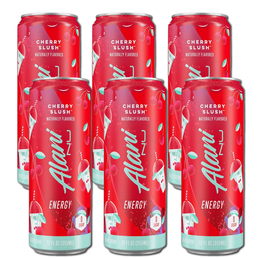 New  Energy Drink, Cherry Slush Flavor, Sugar-Free, 12 fl oz Low-Calorie Energy Boost (Pack of 6)