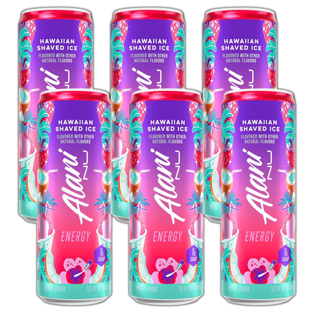 Energy Drink, Hawaiian Shaved Ice Flavor, Sugar-Free, Zero Calories, Refreshing Tropical Taste 12 fl oz, 6-Pack