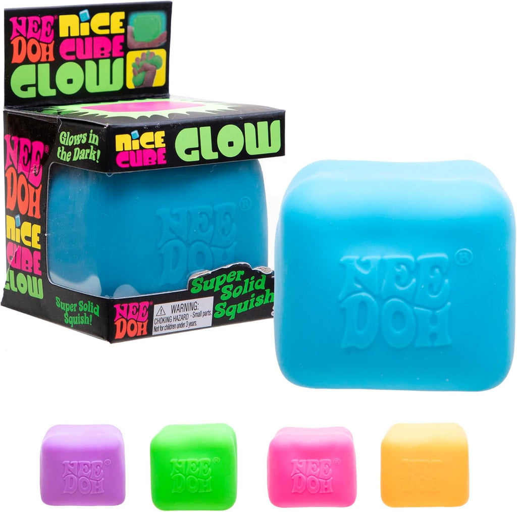 Nice Cube Glow - Sensory Toy with a Super Solid Squish - Glows in The Dark and Always Returns to its Square Shape - Ages 3 and Up Colors Vary