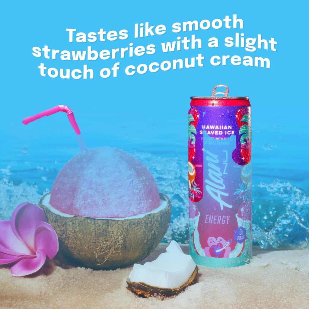 Sugar Free Energy Drink, Hawaiian Shaved Ice, 12 fl oz, Can, 200mg Caffeine pack 4 cans