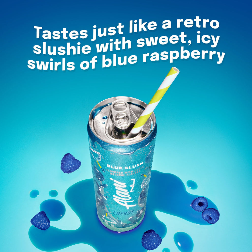 Sugar Free Energy Drink, Blue Slush, 12 fl oz, Can, 200mg Caffeine (pack of 6)