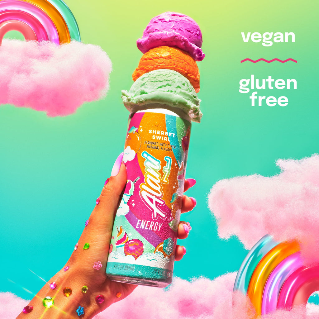 Sugar Free Energy Drink, Sherbet Swirl, 12 fl oz, 12 Pack, Cans, 200mg Caffeine