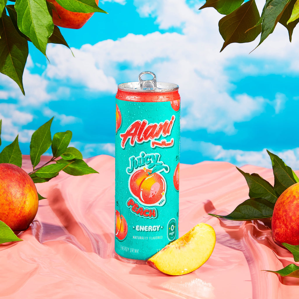 Sugar Free Energy Drink, Juicy Peach, 12 fl oz, 6 Pack, Cans, 200mg Caffeine