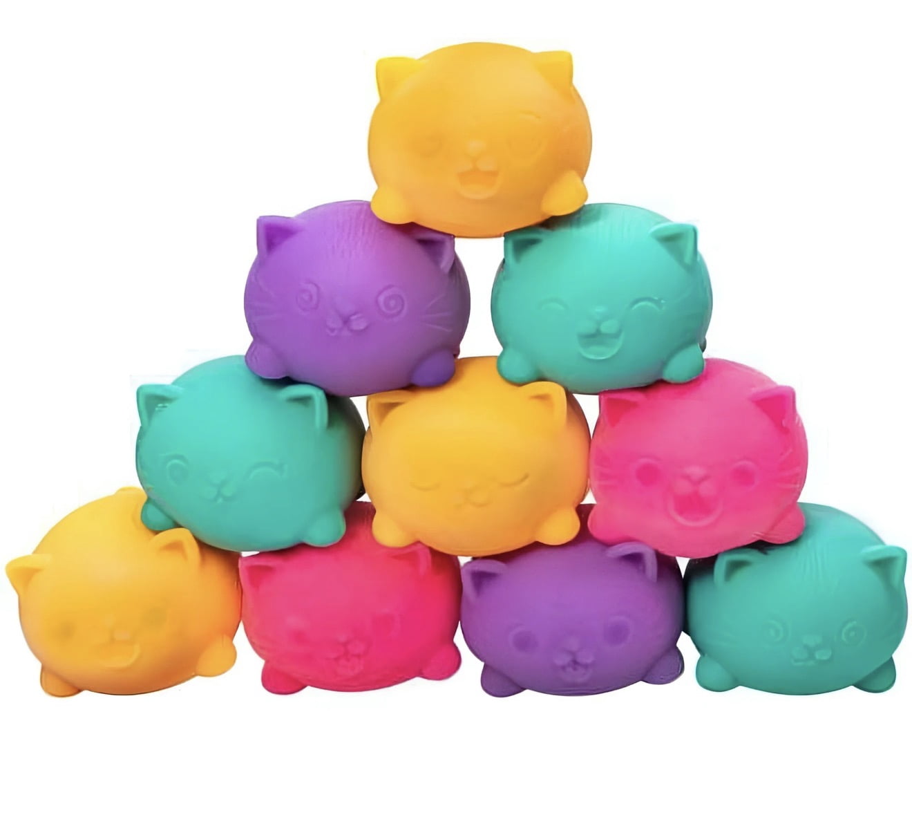 Teenie cool cat sQUSHI, STRESS RELIEVER, FIDGET, SENSORY BALL, COLORS MAY VARY, 3 cats PER PACK