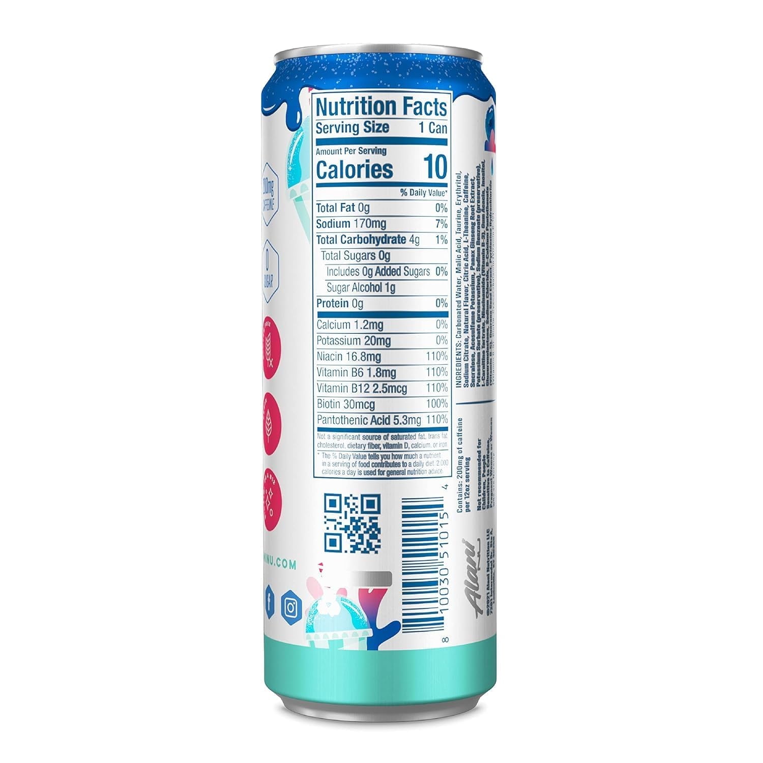 New  Energy Drink Variety Pack Pink Slush, Blue Slush, Cherry Slush, Orange Kiss, Winter Wonderland, Dream Float, Sugar-Free, 12 fl oz Low-Calorie Energy Boost Drink (Pack of 6)