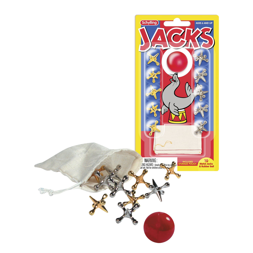 Old Fashioned Metal Jacks &amp; Rubber Ball Game, Novelty &amp; Gag Toys for 6+