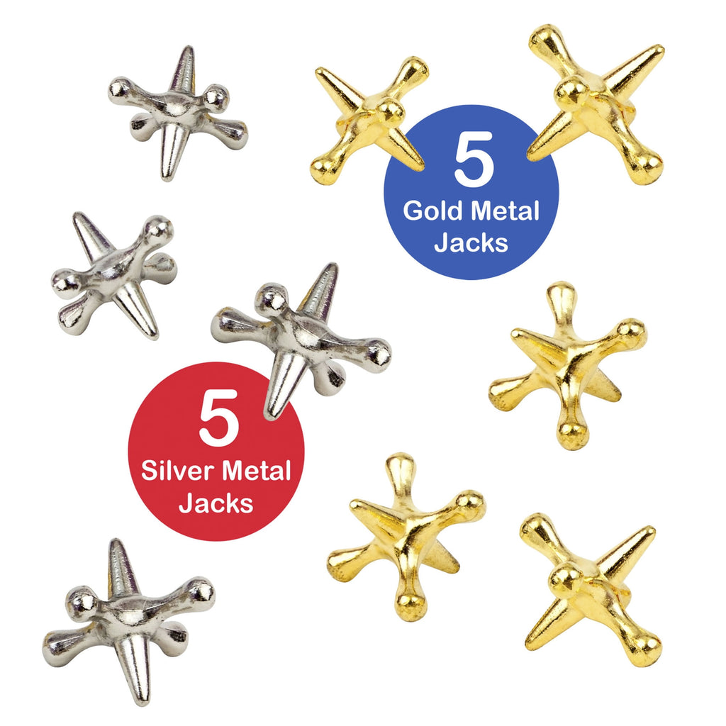 Old Fashioned Metal Jacks &amp; Rubber Ball Game, Novelty &amp; Gag Toys for 6+