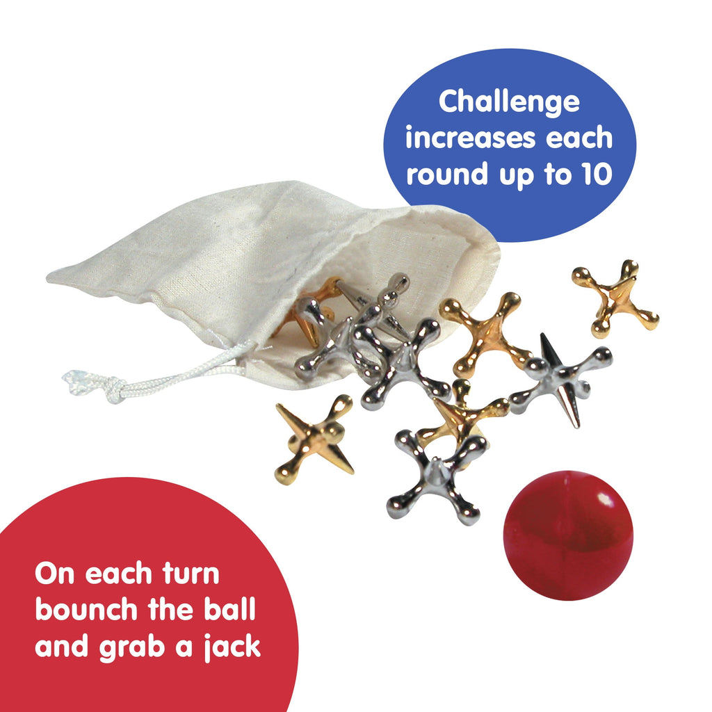 Old Fashioned Metal Jacks &amp; Rubber Ball Game, Novelty &amp; Gag Toys for 6+