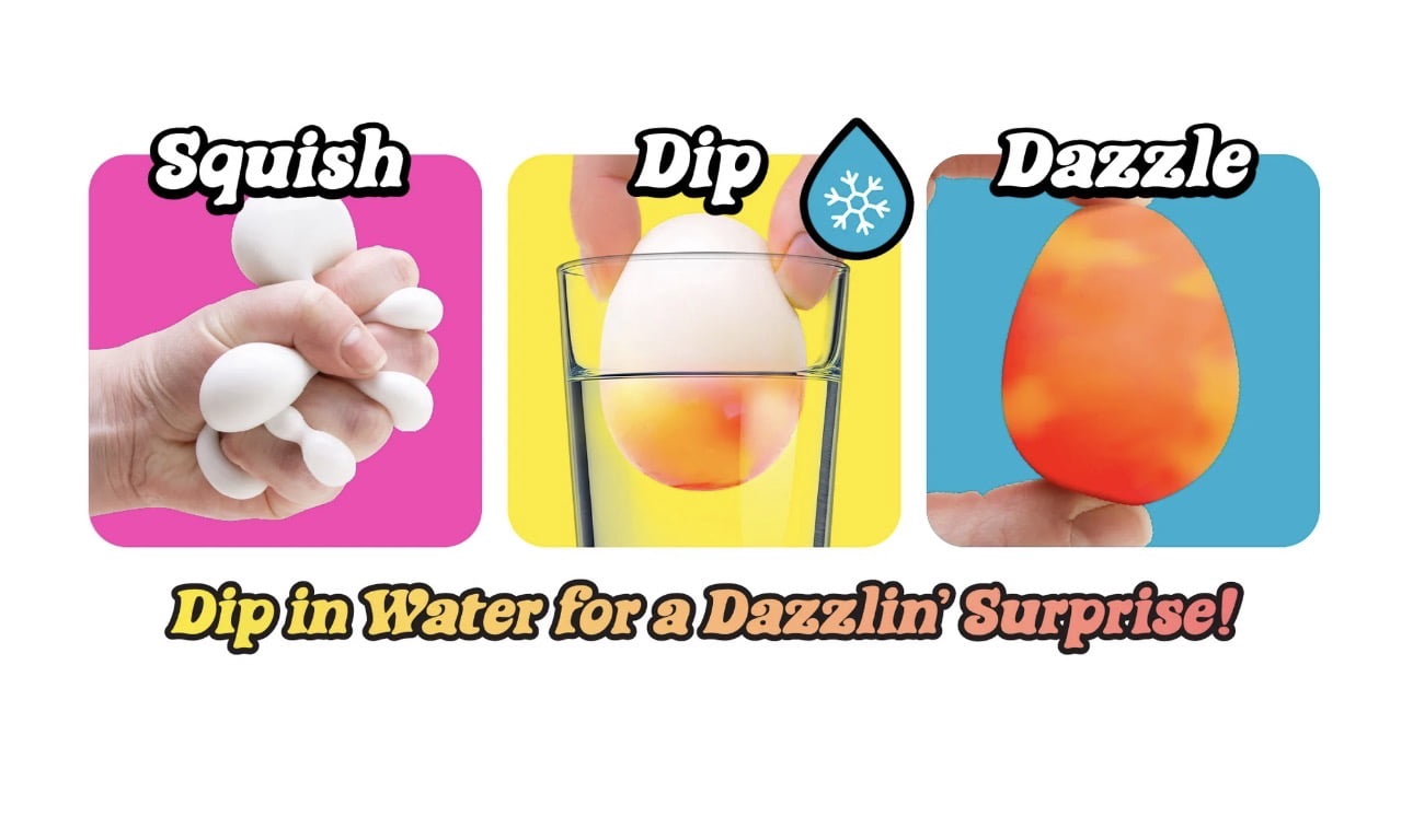 Swirlie Dippin' Dazzler Eggs Sensory Stress Color Changing Easter Stress Ball Set w/ Swirlie Egg, Dippin' Dazzler Egg, Assorted Colors (2 Piece)