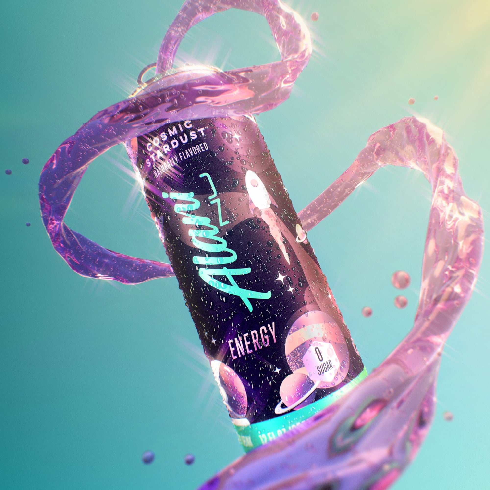 Sugar Free Energy Drink, Cosmic Stardust, 12 fl oz, 6 Pack, Cans, 200mg Caffeine