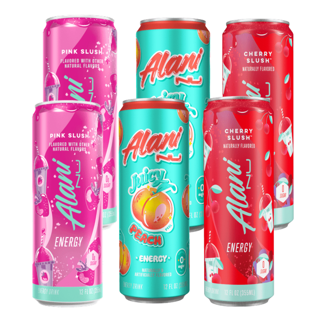 Energy Drink Variety Pack, Juicy Peach, Pink Slush, &amp; Cherry Slush 12 fl oz Cans, 6 Count