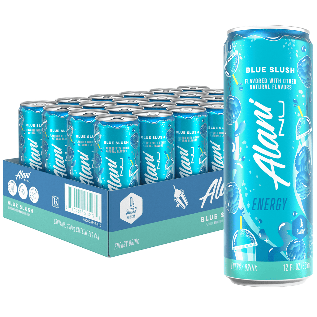 Sugar Free Energy Drink, Blue Slush, 12 fl oz, 24 Pack, Cans, 200mg Caffeine