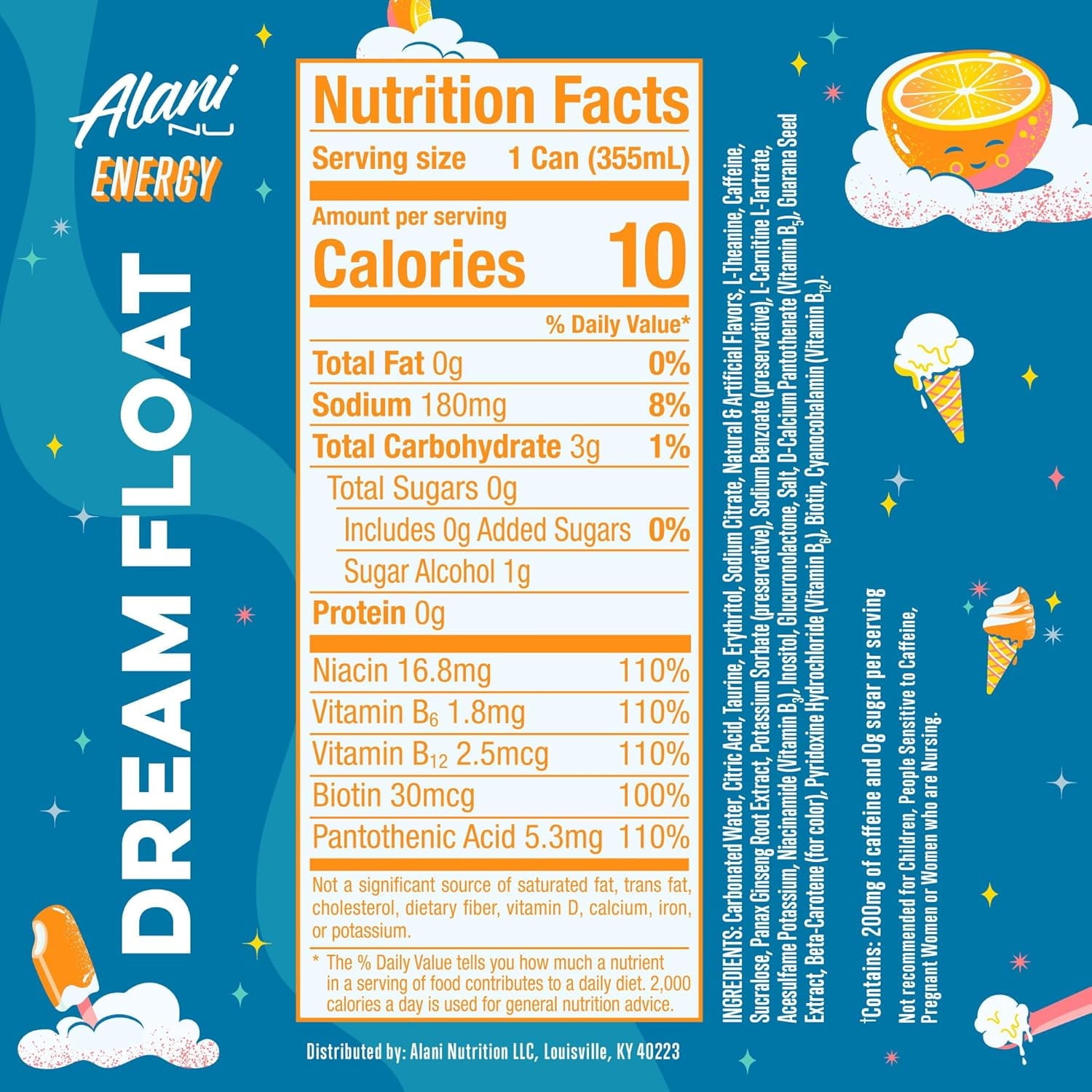 Energy Drink Dream Float, 12oz Cans, 6-Pack