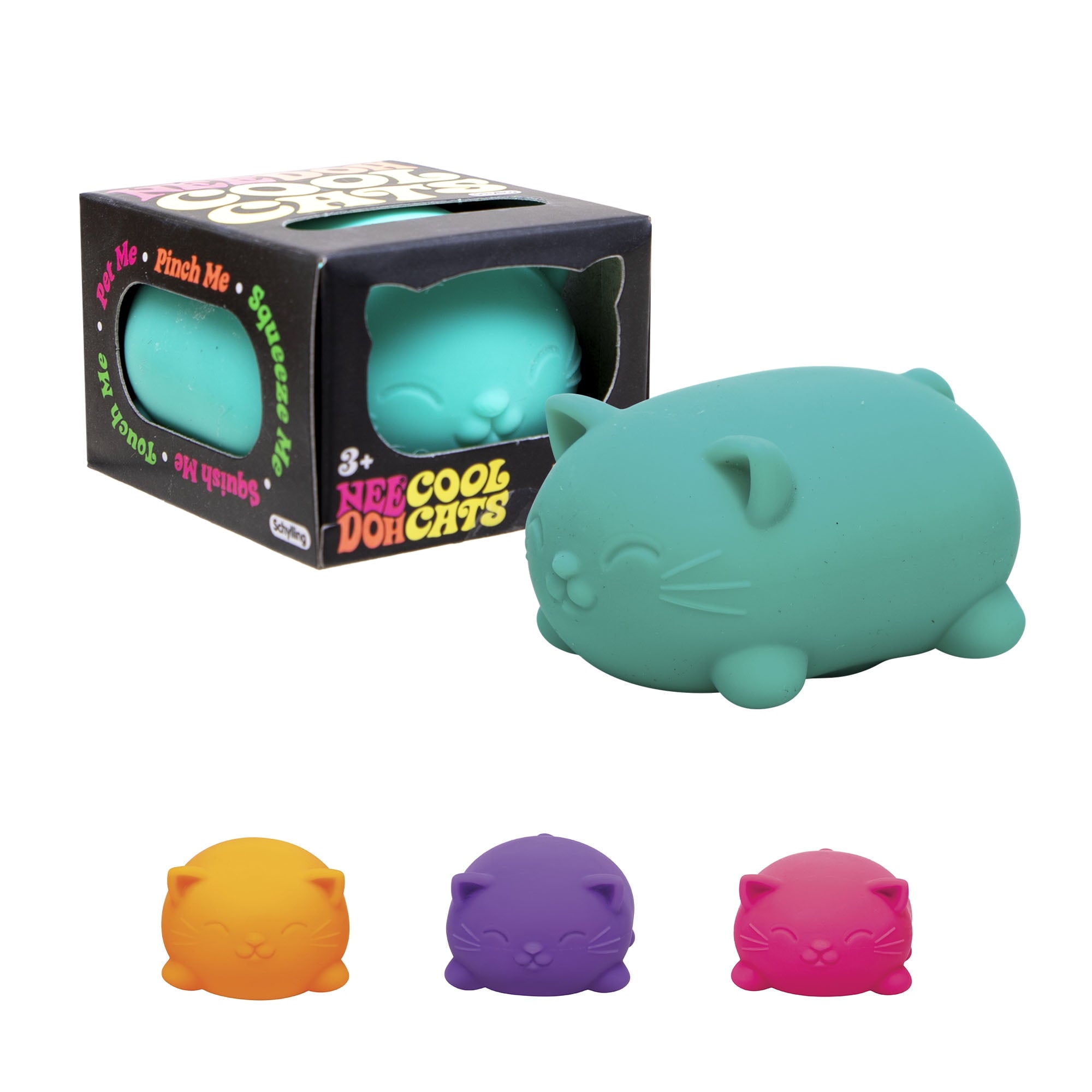 (2 pack) Nee Doh Cool Cats Squishy Fidget Ball, Novelty Toy, Multiple Colors, Children Ages 3+