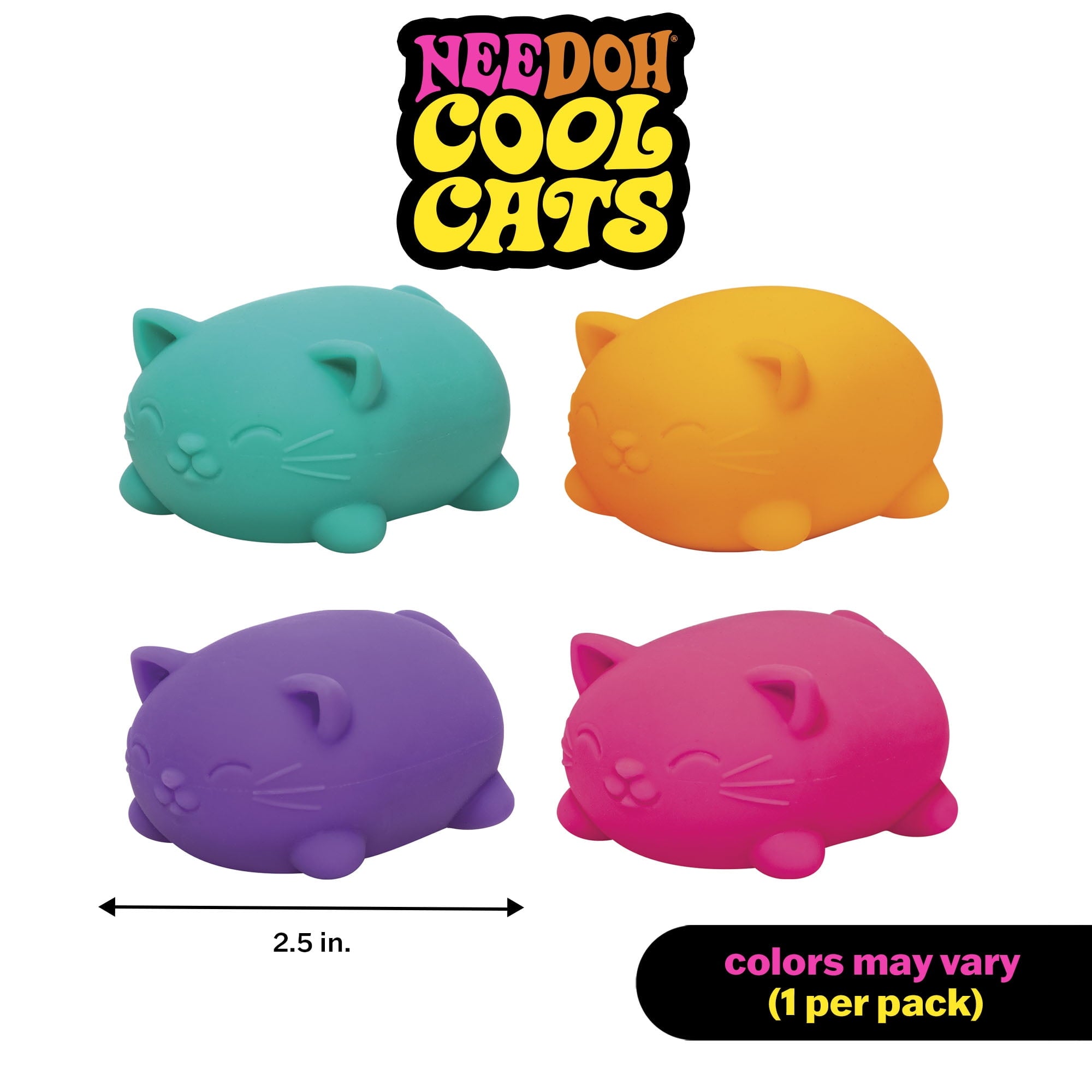 (2 pack) Nee Doh Cool Cats Squishy Fidget Ball, Novelty Toy, Multiple Colors, Children Ages 3+
