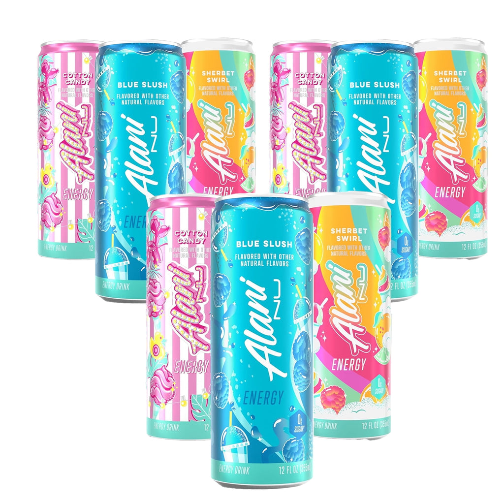 Energy Slush Variety, 12 fl oz, 9-pack, Blue Slush, Sherbet Swirl