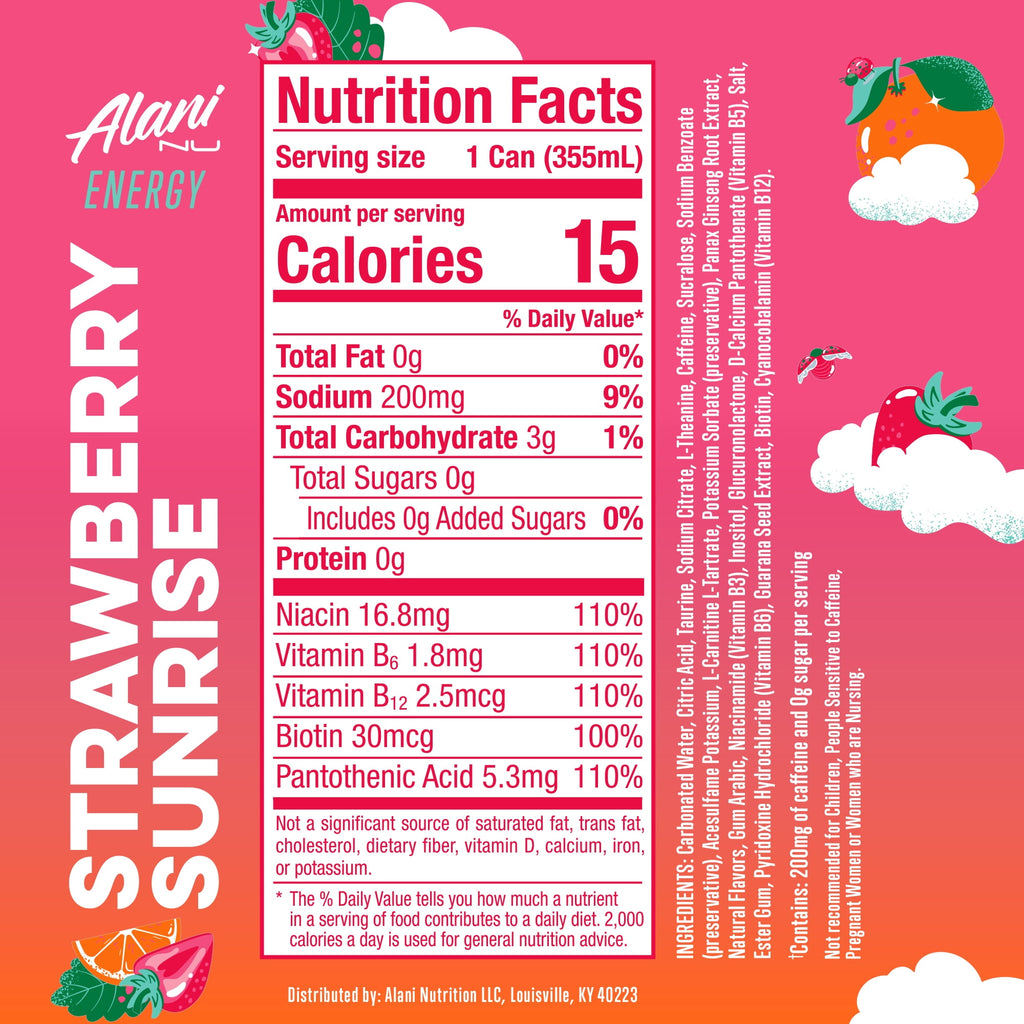 Energy Drink Strawberry Sunrise 12oz 24 Pack