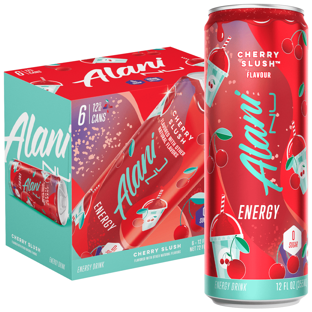Sugar Free Energy Drink, Cherry Slush, 12 fl oz, 6 Pack, Cans, 200mg Caffeine