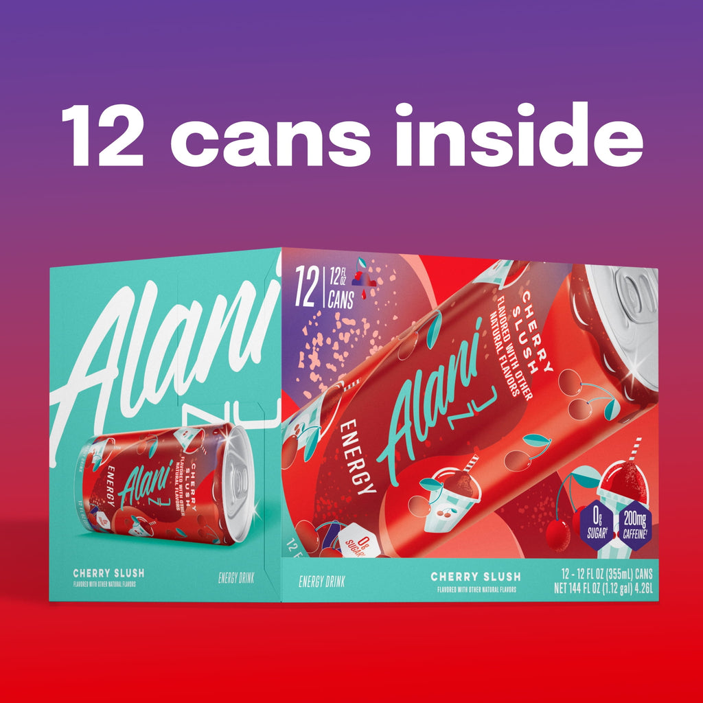 Sugar Free Energy Drink, Cherry Slush, 12 fl oz, 12 Pack, Cans, 200mg Caffeine