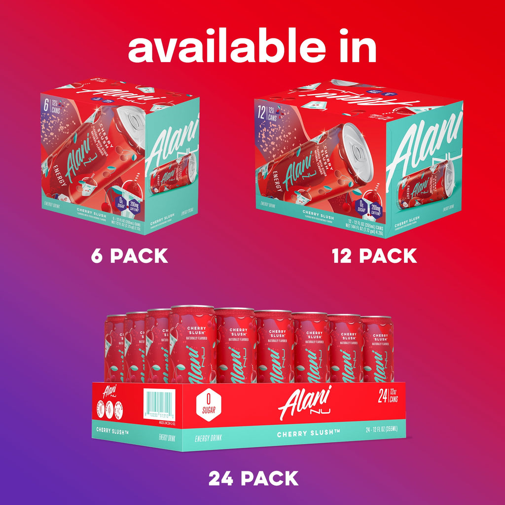 Sugar Free Energy Drink, Cherry Slush, 12 fl oz, 12 Pack, Cans, 200mg Caffeine