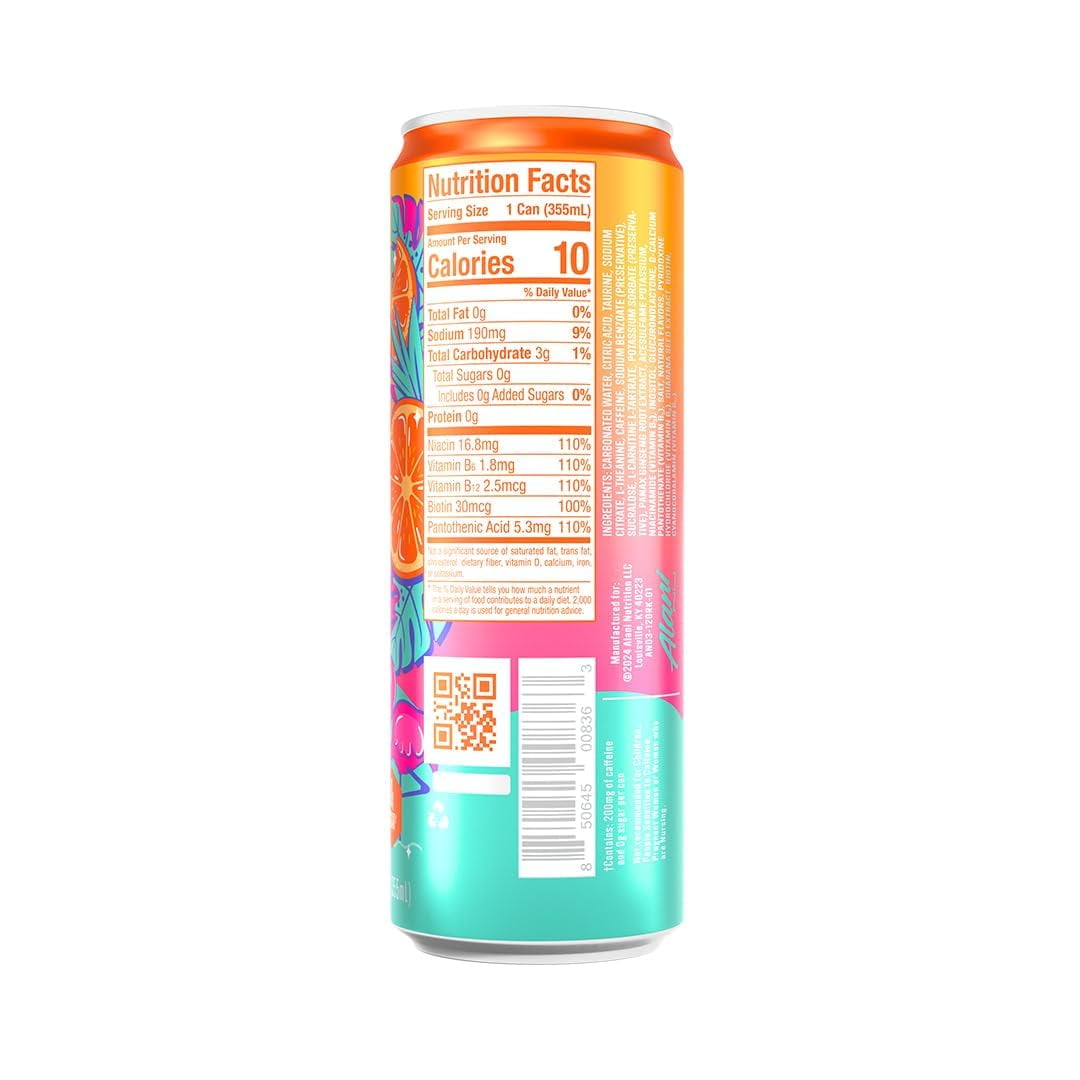 Energy Drinks Variety Pack Hawaiian Shaved ICe, Cherry Twist, Orange Kiss, Zero Suger, Low - Calorie, Energy Boost Drinks 12 oz (6 Pack)