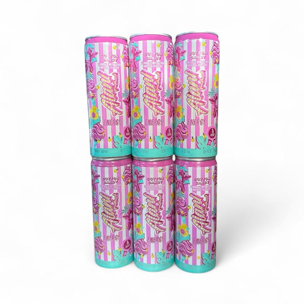 New  Energy Drinks Cotton Candy - Sugar-Free, Low-Calorie, 200mg Caffeine, Energy Boost Drink 12 fl oz (Pack of 6)
