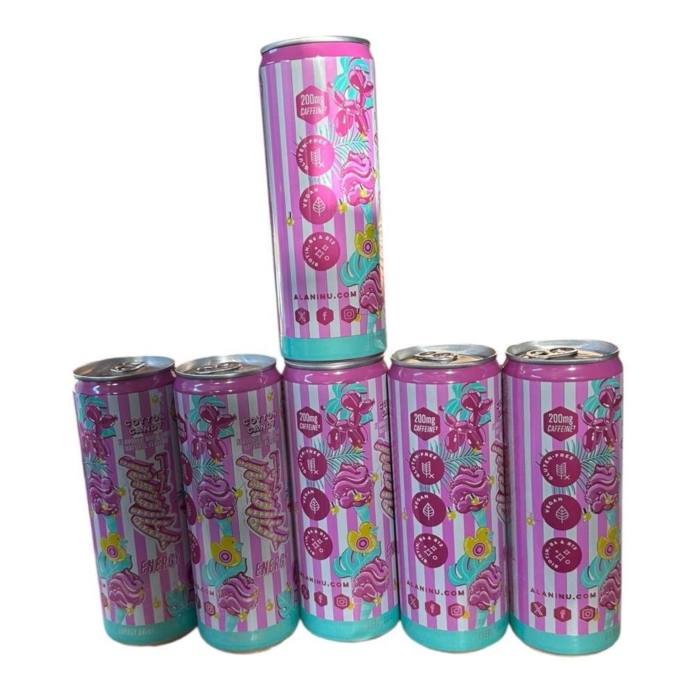 New  Energy Drinks Cotton Candy - Sugar-Free, Low-Calorie, 200mg Caffeine, Energy Boost Drink 12 fl oz (Pack of 6)