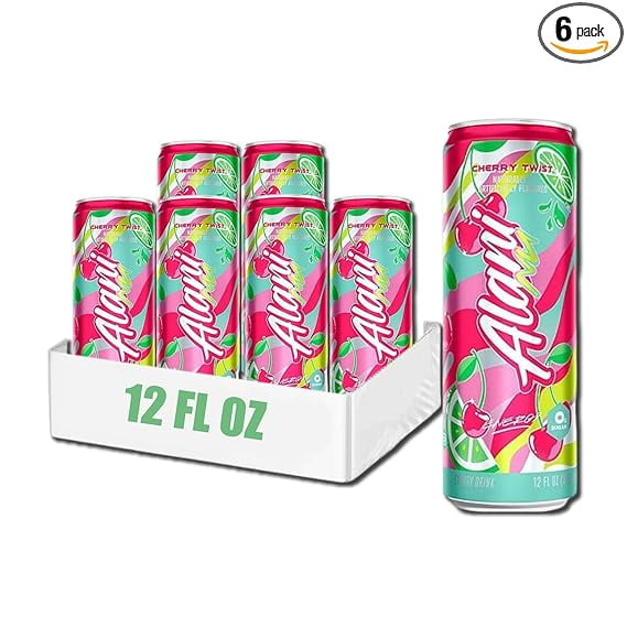 NEW  CHERRY TWIST Sugar Free, Low Calorie Energy Drinks, 12 oz (6 pack)
