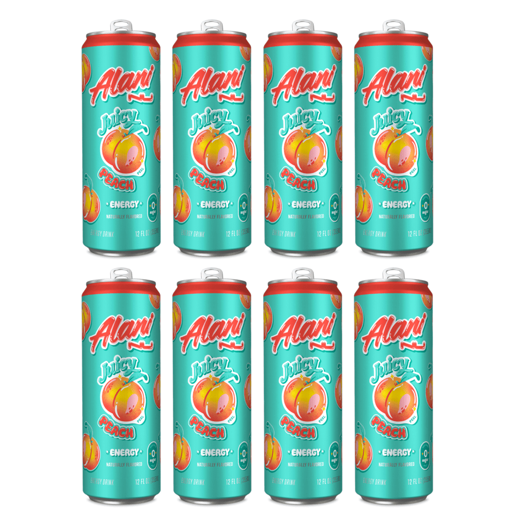 Energy Drink Juicy Peach Flavor 12 fl oz Cans, 8 Pack Low Calorie Sugar Free Energy Beverage