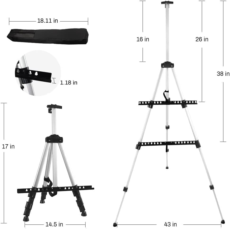 Art Easel Stand for Painting and Sign - RRFTOK Aluminum 66 Inch Metal Tripod Adjustable Portable Easels for Display -... - Image 6