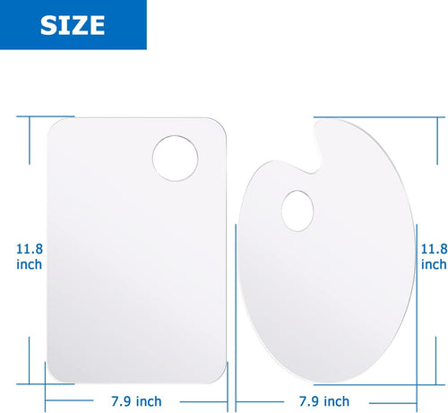 Tamaki 2 Pack 11.8 x 7.9 Inch Acrylic Paint Palette with Thumb Hole Clear Paint Pallet, Easy Clean Non-Stick Artist P... - Image 2
