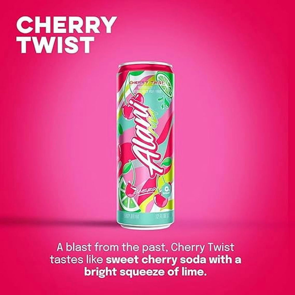 New  Energy Drinks Cherry Twist, Juicy Peach Variety Pack Sugar-Free, Low-Calorie, 200mg Caffeine, Energy Boost Drink 12 fl oz (Pack of 6)