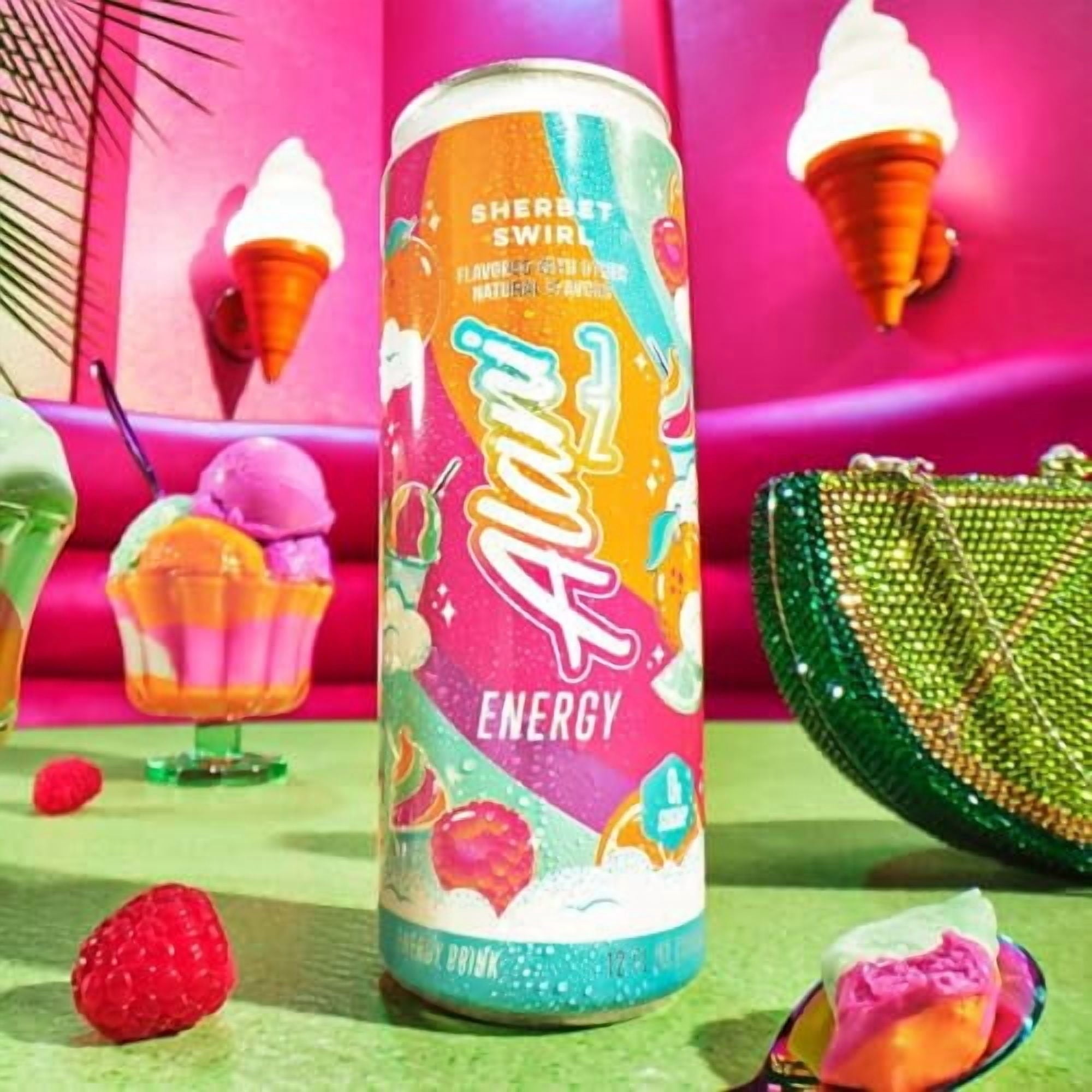 New  Energy Drinks Cherry Bomb, Sherbet Swirl, Orange Kiss Variety Pack Sugar-Free, Low-Calorie, 200mg Caffeine, Energy Boost Drink 12 fl oz (Pack of 6)