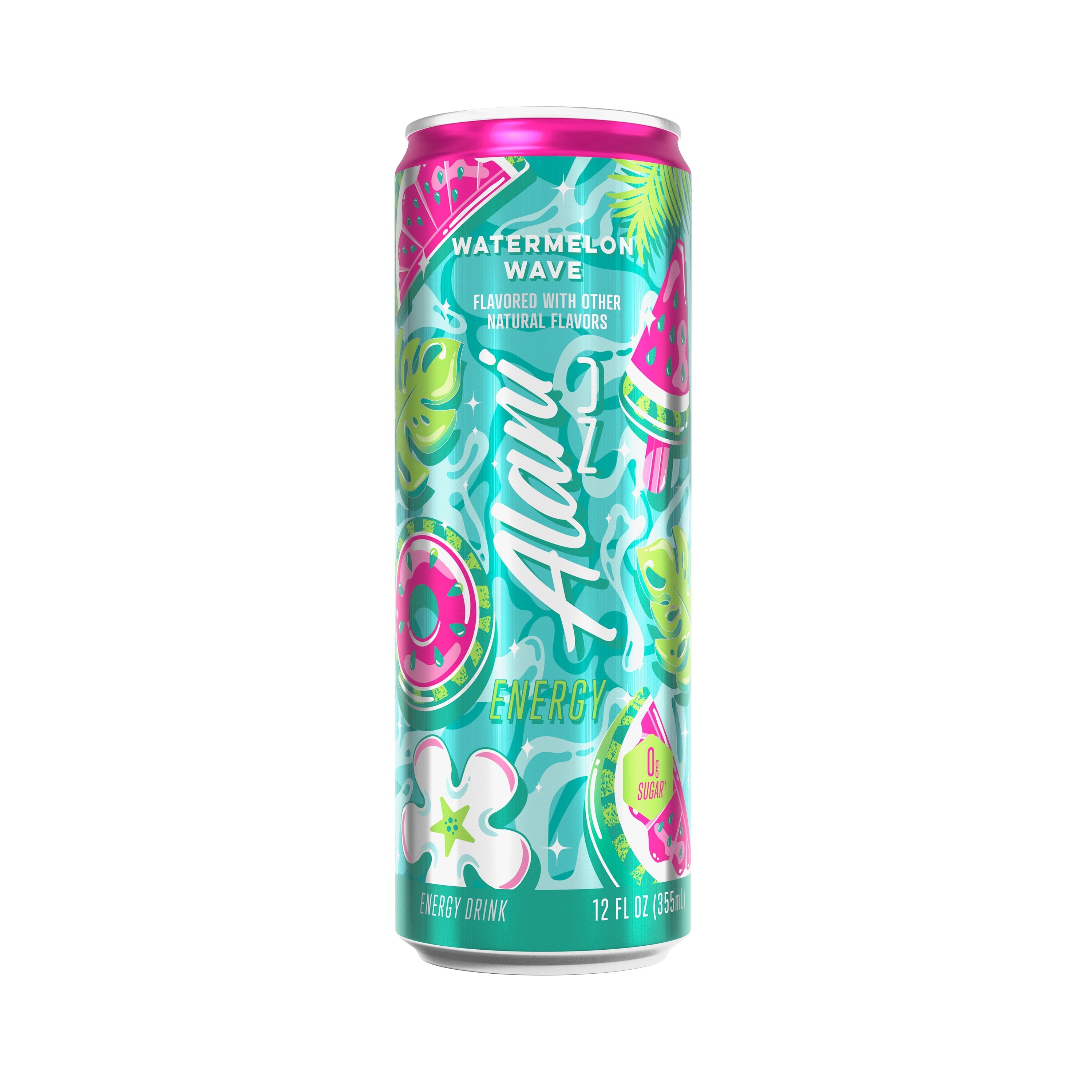 Pack of 2  Nu Zero Sugar Energy Drink - Watermelon Wave, 12 oz (Package May Vary)