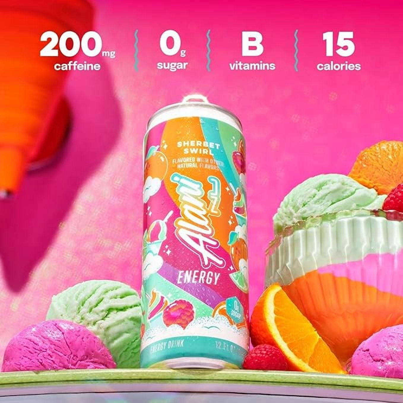 New  Energy Drinks Pumkin Cream, Sherbet Swirl, Orange Kiss Variety Pack, Sugar-Free, Low-Calorie, 200mg Caffeine, Energy Boost Drink 12 fl oz (Pack of 6) Repackaged