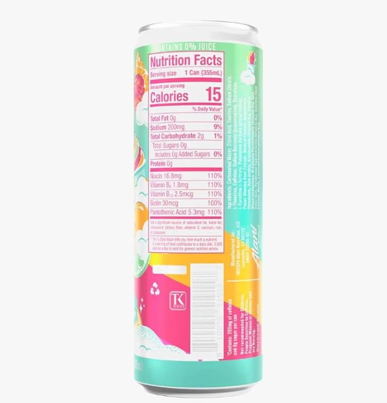 New  Energy Drinks Pumkin Cream, Sherbet Swirl, Orange Kiss Variety Pack, Sugar-Free, Low-Calorie, 200mg Caffeine, Energy Boost Drink 12 fl oz (Pack of 6) Repackaged