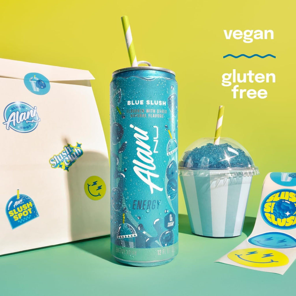 New  Energy Drinks Variety Pack - Blue Slush, Pink Slush, Watermelon Wave, Sugar-Free &amp; Low-Calorie (12 fl oz, Pack of 6)